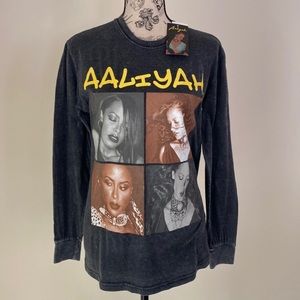 Men’s Aaliyah R&B Long Sleeve Graphic T-Shirt Size Medium